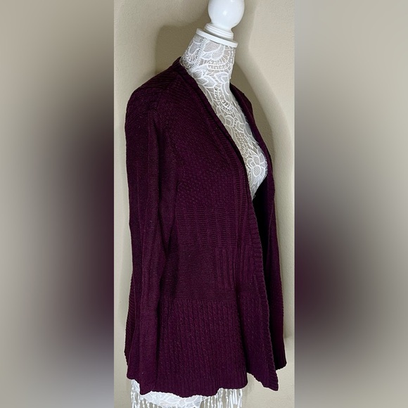 J. Jill Purple Ribbed Knit Cozy Cardigan Sweater, Classic Casual- Acadamia, Work - Picture 4 of 11